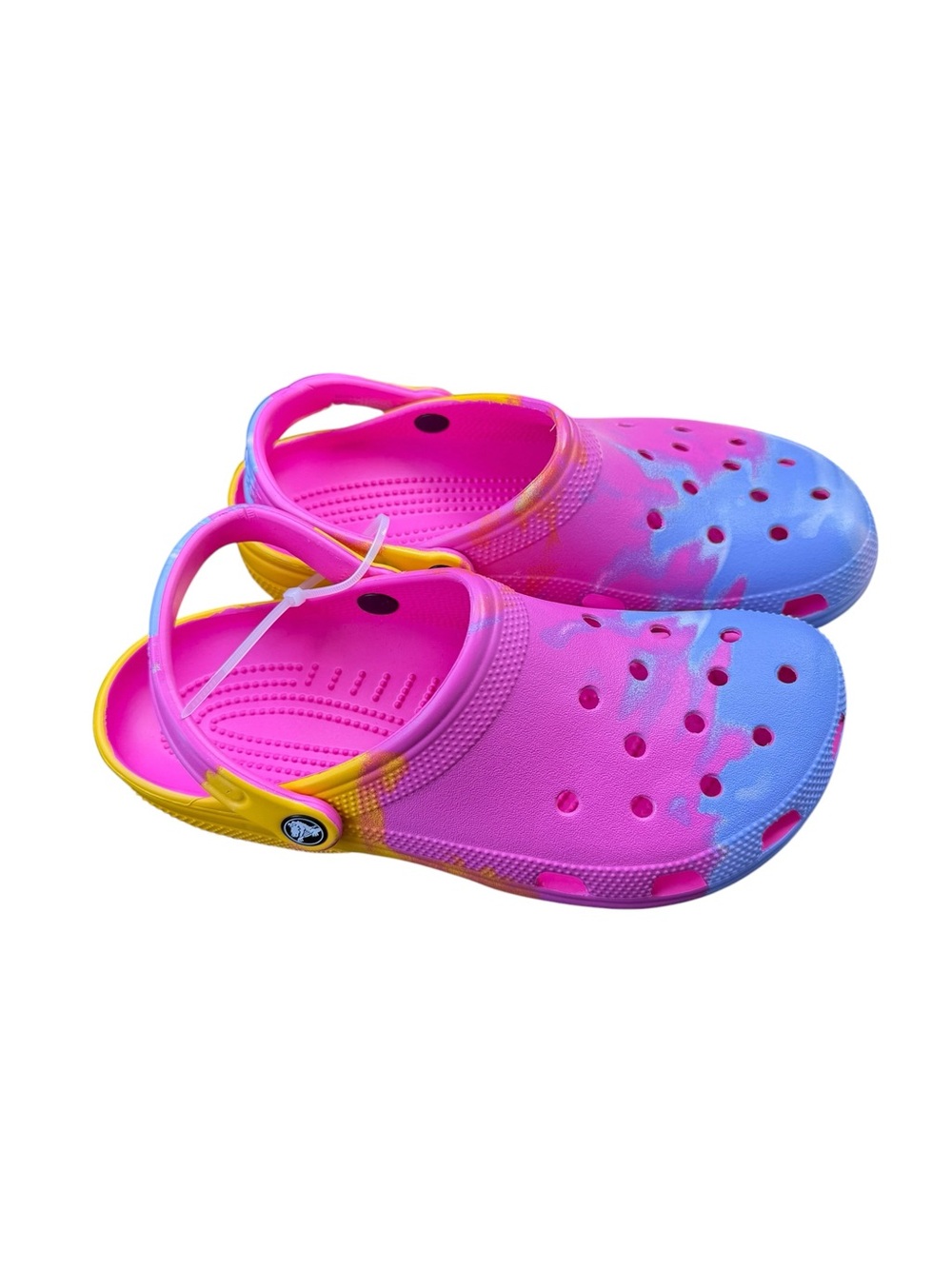 NEW CROCS Pink Blue Yellow ombre Clog Sandals